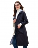 New Womens Lengthened Waterproof Jacket Loose Long Sleeve Hooded Long Windbreaker