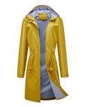 Nueva chaqueta impermeable alargada para mujer, cortavientos largo suelto de manga larga con capucha