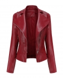 Womens Rivet Leather Clothing Fashion Jacket Lapel Motorcycle Suit Thin Section