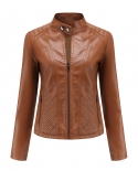 Autumn And Winter New Casual Leather Clothing Womens Simple Thin Coat Long-sleeved Motorcycle Jacket
