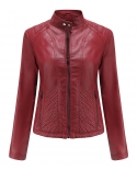 Autumn And Winter New Casual Leather Clothing Womens Simple Thin Coat Long-sleeved Motorcycle Jacket