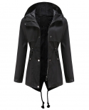 New Windbreaker Mid-length Hooded Jacket Waist Outdoor Rainproof