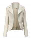 New Pu Lapel Womens Slim Leather Jacket Spring And Autumn Thin Long-sleeved Coat Short Jacket