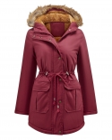 New Plus Velvet Cotton Coat Hooded Fur Collar Winter Warm Coat Large Size Womens Cotton Jacket