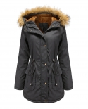 New Plus Velvet Cotton Coat Hooded Fur Collar Winter Warm Coat Large Size Womens Cotton Jacket