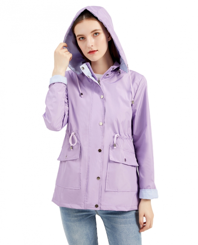 New Autumn And Winter Detachable Hood Windbreaker Womens Large Size Coat Raincoat