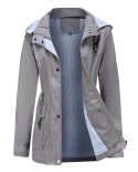 New Autumn And Winter Detachable Hood Windbreaker Womens Large Size Coat Raincoat