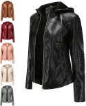New Large Size Plus Velvet Womens Leather Clothing Hooded Autumn And Winter Short Coat