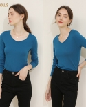 Autumn And Winter Womens New Solid Color Long-sleeved Womens Stand Collar Slim Inner Bottoming Shirt