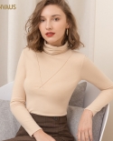 Autumn And Winter Womens New Long-sleeved High-necked Thin Sweater Bottoming Shirt