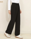 Casual Trousers Womens Loose Straight Trousers Spring And Autumn All-match Mid-waist White Black Trousers