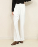 Pantalones casuales Pantalones rectos sueltos para mujer Primavera y otoño Pantalones negros blancos de cintura media que combin