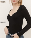 Autumn New Womens Clothing Chest Pad Underwear One-piece Cup Bra Slim Fit Low-neck Bottoming Shirt