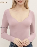 Autumn New Womens Clothing Chest Pad Underwear One-piece Cup Bra Slim Fit Low-neck Bottoming Shirt