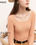 Autumn Womens New Low-neck Bottoming Shirt Thread Tight Long-sleeved T-shirt Womens Tops