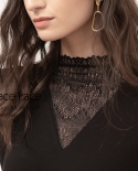 Womens Half-high Collar New Lace Stitching Self-cultivation Inner Bottoming Shirt Top T-shirt