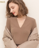 Nueva camisa de manga larga de algodón de terciopelo fino con cuello en V para mujer de otoño e invierno de Color sólido para au