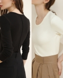 Camisa de manga larga de otoño e invierno para mujer, cálida, delgada, con cuello redondo, en blanco y negro, de terciopelo de d