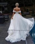 Off Shoulder Brilliant Tulle Wedding Dress Womens Elegant Sweetheart Band Bridal Dress Beach Wedding Party Vestidos De 