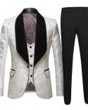 3 Pcs Set Suits Jacket Vest Pants  2022 Fashion Mens Casual Slim Boutique Banquet Flower Dress Blazers Coat Trousers W