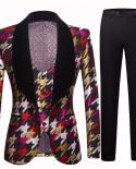 3 Pcs Set Suits Jacket Vest Pants  2022 Fashion Mens Casual Slim Boutique Banquet Flower Dress Blazers Coat Trousers W