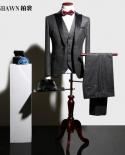 3 Pieces Sets Blazers Jacket Pants Vest Suits Set  Boutique Mens Casual Business Wedding Groom Suit Coat Trousers Wais