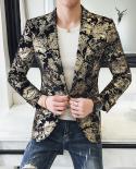 2022 Fashion New Mens Casual Boutique Business Slim Fit Bronzing Dress Suit Blazers Jacket Coatblazers
