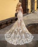 Elegant Lace Appliques Mermaid Wedding Dresses Bridal Gowns Scoop Neck Women Fashion Chic Dubai Bridal Dresses Vestidos 