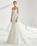 Luxury  Mermaid Lady Sweetheart Spaghetti Strap Sweeping Train Sleeveless Wedding Dress Waist Bow Bridal Greeting Guest 
