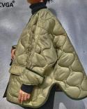 Gacvga Fashion Long Sleeve Cottonpadded Clothes Autumn Winter Warm Loose Coat Green Jacket Streetwear Women Clothing  Qu