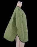 Gacvga Fashion Long Sleeve Cottonpadded Clothes Autumn Winter Warm Loose Coat Green Jacket Streetwear Women Clothing  Qu