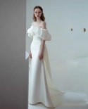 One-shoulder Light Wedding Dress Winter New Court Style Satin Trailing Dress