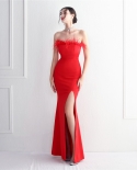 19281שמלת טוסט חדשה כלה צינור ארוך העליון הערכה משתה דקה בתולת ים חצאית חתונה דגם תערוכה שמלה