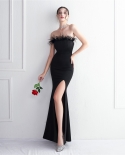 19281שמלת טוסט חדשה כלה צינור ארוך העליון הערכה משתה דקה בתולת ים חצאית חתונה דגם תערוכה שמלה