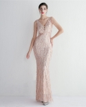 19602 חתיכת חרוז ציצית חוט פוליאסטר שמלת ערב סעיף ארוך משתה שמלת ערב דקה מזג אלגנטי ארוך