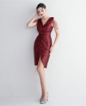 New Style Beaded Evening Dress Short Banquet Slim Evening Dress Temperament Elegant
