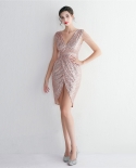 New Style Beaded Evening Dress Short Banquet Slim Evening Dress Temperament Elegant