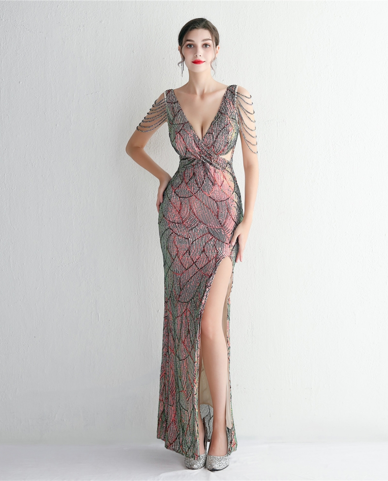 Sequins Slim-fit Evening Dress Long Banquet Elegant Mermaid Skirt