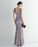 Sequins Slim-fit Evening Dress Long Banquet Elegant Mermaid Skirt