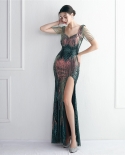 19601 אומנות מיקום חרוז פרח חתיכת חרוז שמלת ערב משתה שמלת ערב דקה טמפרמנט אלגנטי lon