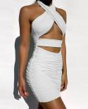 Gacvga Double Layer  Bodycon Dress Sleeveless Backless Women Mini Party Dresses Casual White Black Summer Dress Vestidos