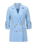 Gacvga Fashion Women Long Blazers And Jackets  Autunmn Double Breasted Lady Blazer Overcoat Basic Slim Coat Traf Outer