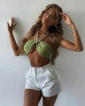 Gacvga Chic Metal Chain Halter Crop Tops For Women  Sleeveless Backless Cropped Top Basic Summer Corset Y2k Tops Mujerca