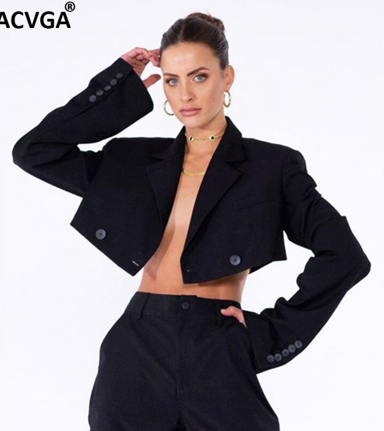 Gacvga Double Layer Jackets For Women 2022 Autumn Coat Long Sleeve Vintage Casual Streetwear Cropped Blazer Ladies Top O