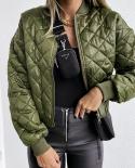 Gacvga Streetwear Black Cropped Quilted Jackets For Women  Autumn Winter Casual Padded Warm Parkas Coat Long Sleeve Fash