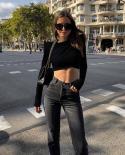 Gacvga  Spring Autumn Long Sleeve Shirt Ruched Cropped Tops For Women Elegant T Shirts Club Party Top Tees Mono Clothest