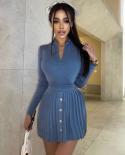 Gacvga Knit Long Sleeve Sweater Dress Sets Women Polo Shirt Top And Skirts Suits 2022 Autumn Winter Two Piece Set Casual