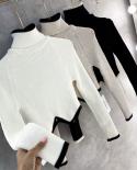 Gacvga Winter Knitted Turtleneck Sweaters For Women Pullovers Long Sleeve Cropped Tops Slim Christmas Jumper Sweater