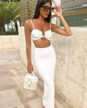Gacvga 2022 Summer Fashion  Dress Suit Women Cropped Top And Bodycon Long Skirt Street Wear Beachwear Dresses