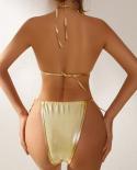 Bikini 2022  Heart Shaped Rhinestone Tassel Shining Fabric Solid Swimwear Swimsuit Women Bikini Set Bathing Suit Bikini 